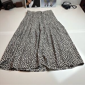 H&M Black and White Midi A-Line Skirt